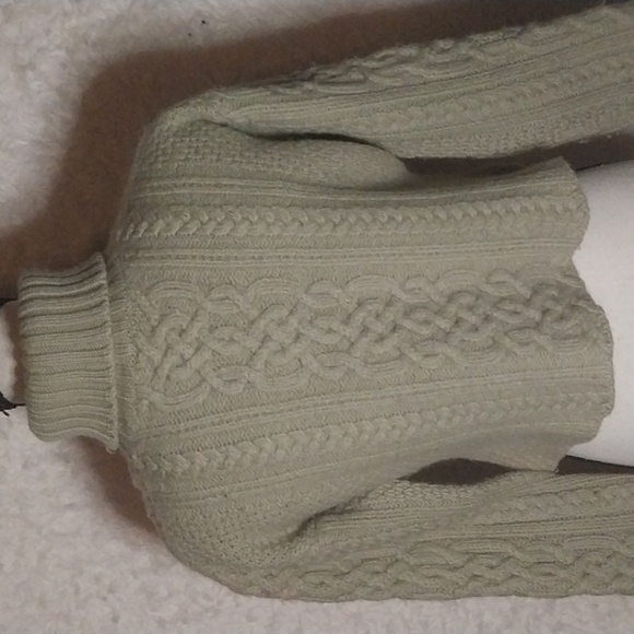 Paul James 100% Wool Cropped Fisherman’s Knit Turtleneck Sweater Size M - Picture 5 of 8